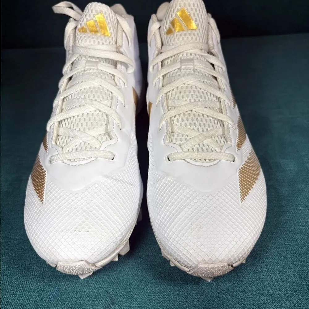 Size 10.5 - Men’s Adidas Adizero Impact2 white/gold cleats